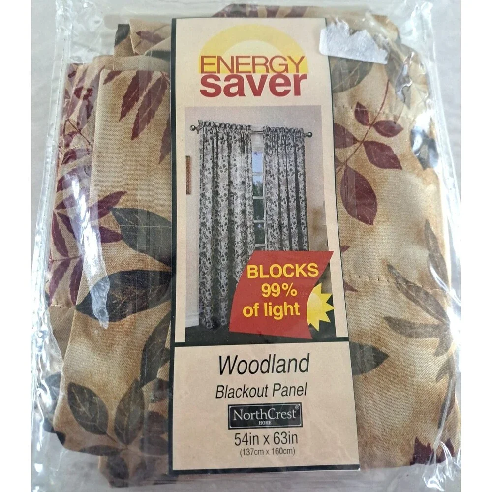 NEW Northcrest Woodland Curtain Panel Blackout Gold Red Green Cottage 54x63